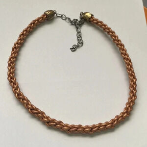 Nice Carolyn Pollack sterling 925 brass metallic brown leather necklace